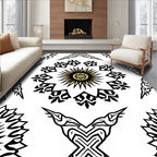 Black Gold Sunburst Medallion Rug