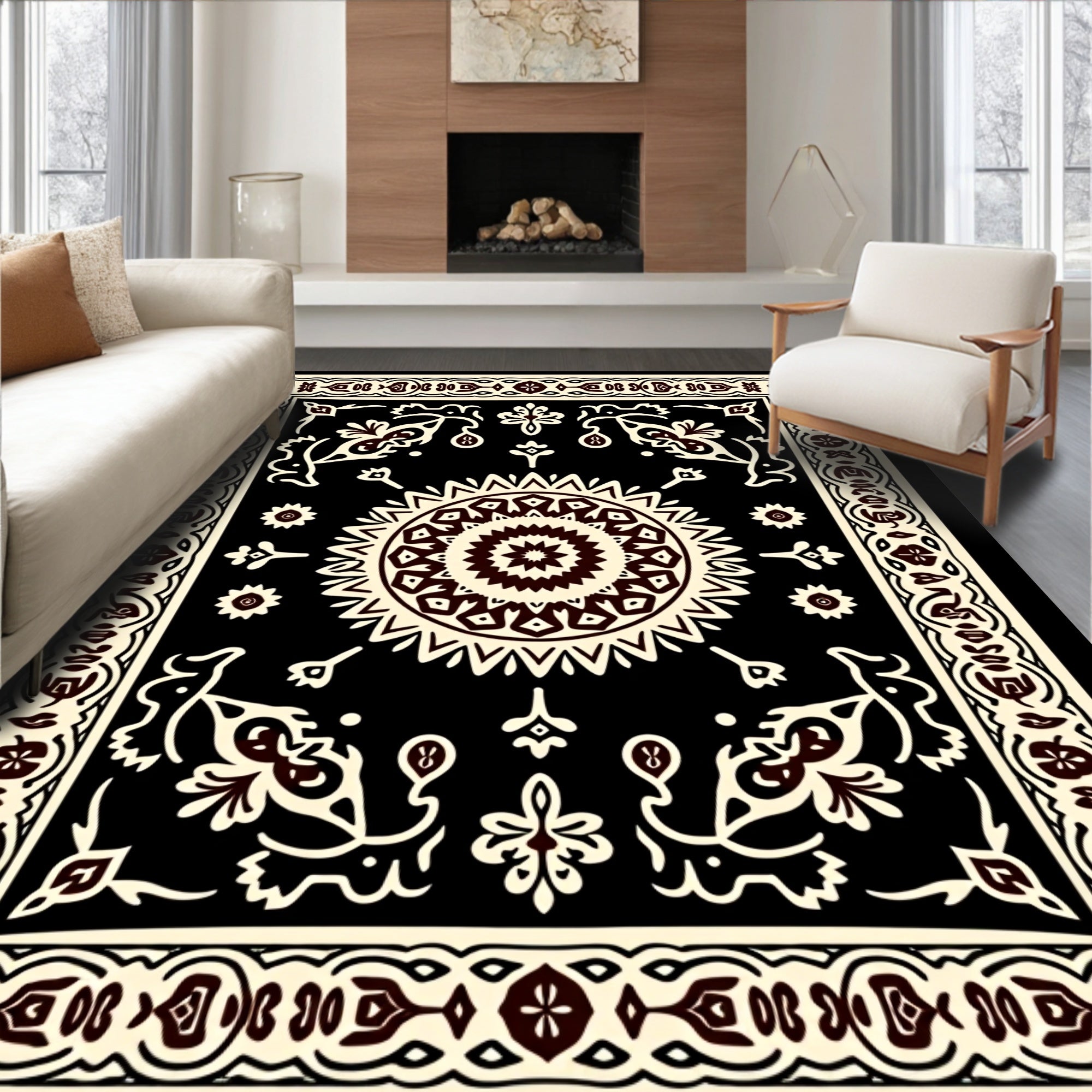 Ornate Floral Mandala Pattern Rug