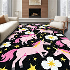 Pink Unicorns Stars Pattern Rug