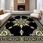 Antique Sunburst Floral Border Design Rug