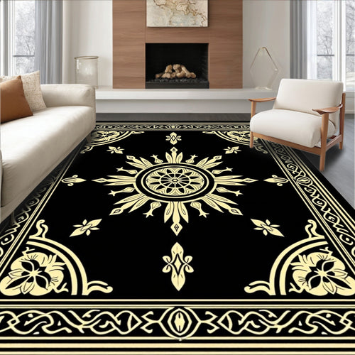 Antique Sunburst Floral Border Design Rug