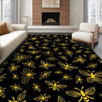 Golden Insects And Butterflies Pattern Rug