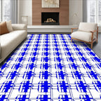 Bold Blue Abstract Geometric Pattern Rug