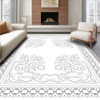 Art Nouveau Abstract Floral Border Rug