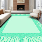 Mint Green Ornate Border Design Rug
