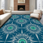 Abstract Starburst Teal White Pattern Rug