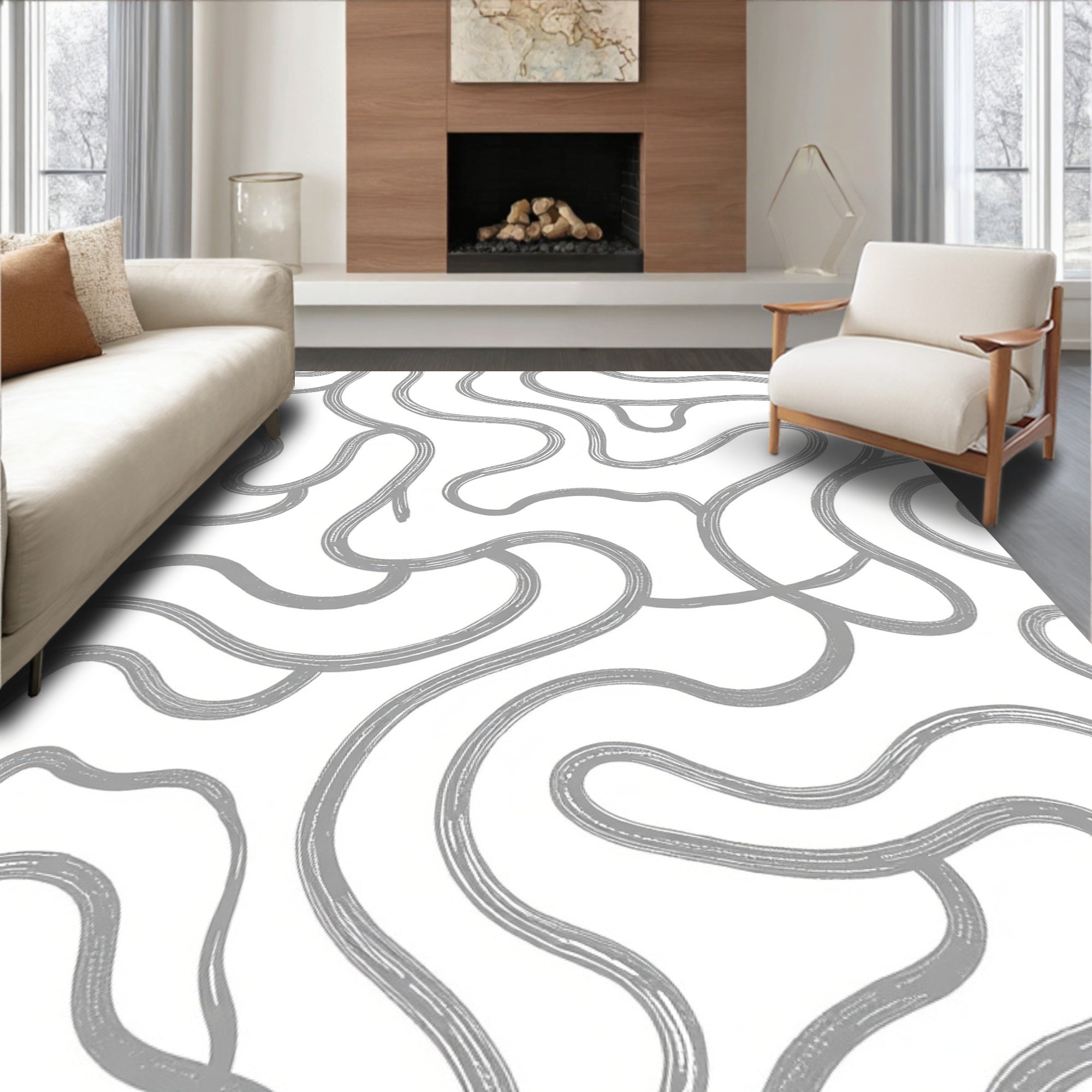 Abstract Modern Swirl Pattern Rug