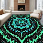 Radiant Teal Bloom Mandala Pattern Rug
