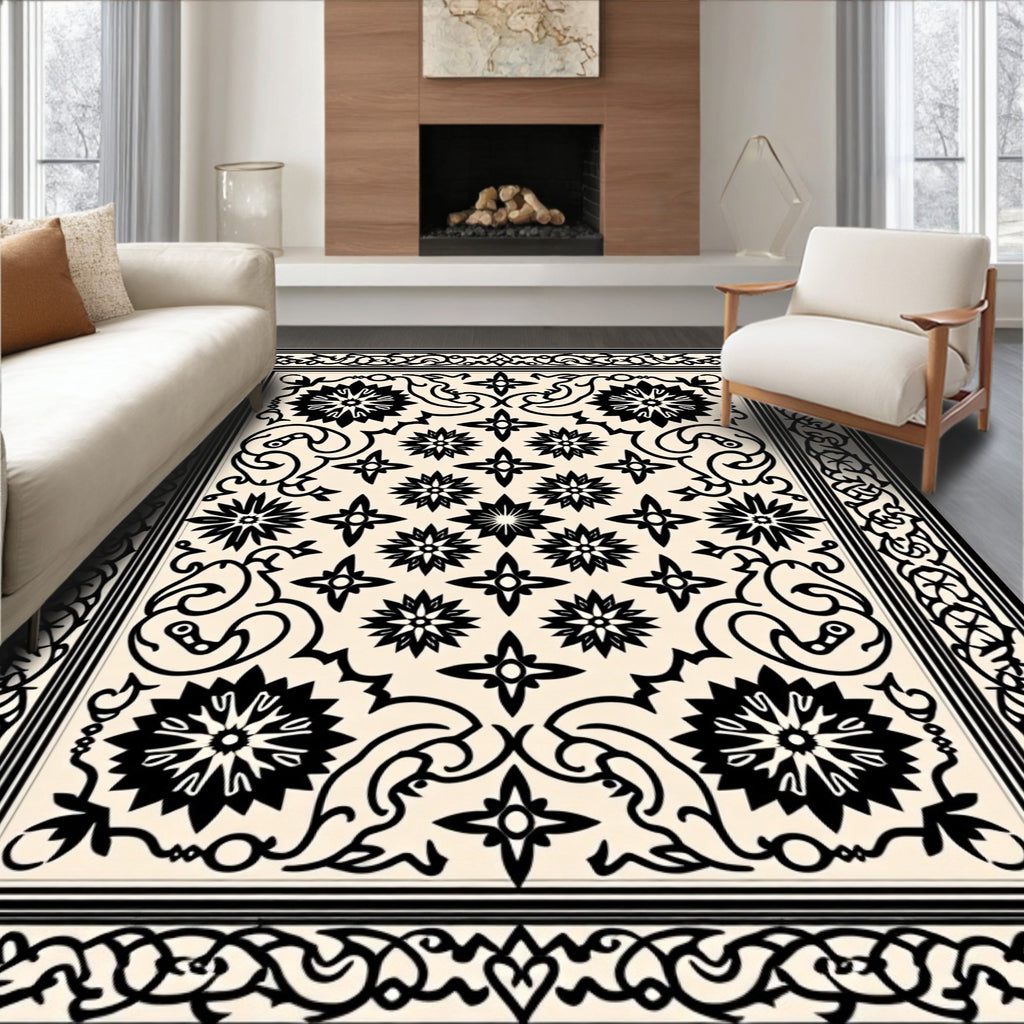 Vintage Floral And Star Pattern Rug