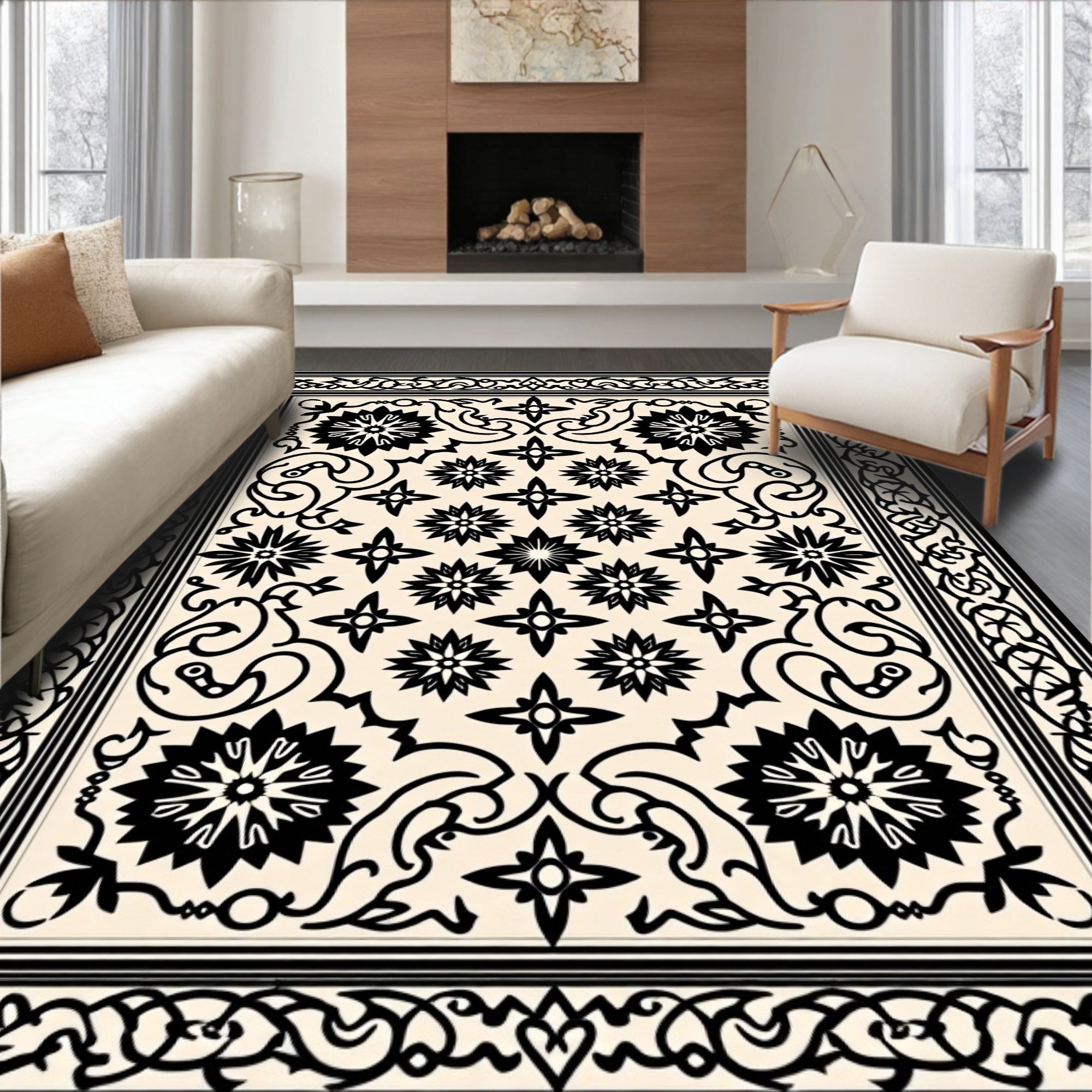 Vintage Floral And Star Pattern Rug