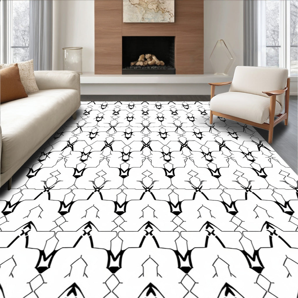 Geometric Black White Abstract Pattern Rug