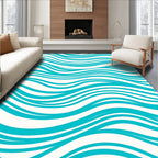 Turquoise Water Wavy Stripe Pattern Rug