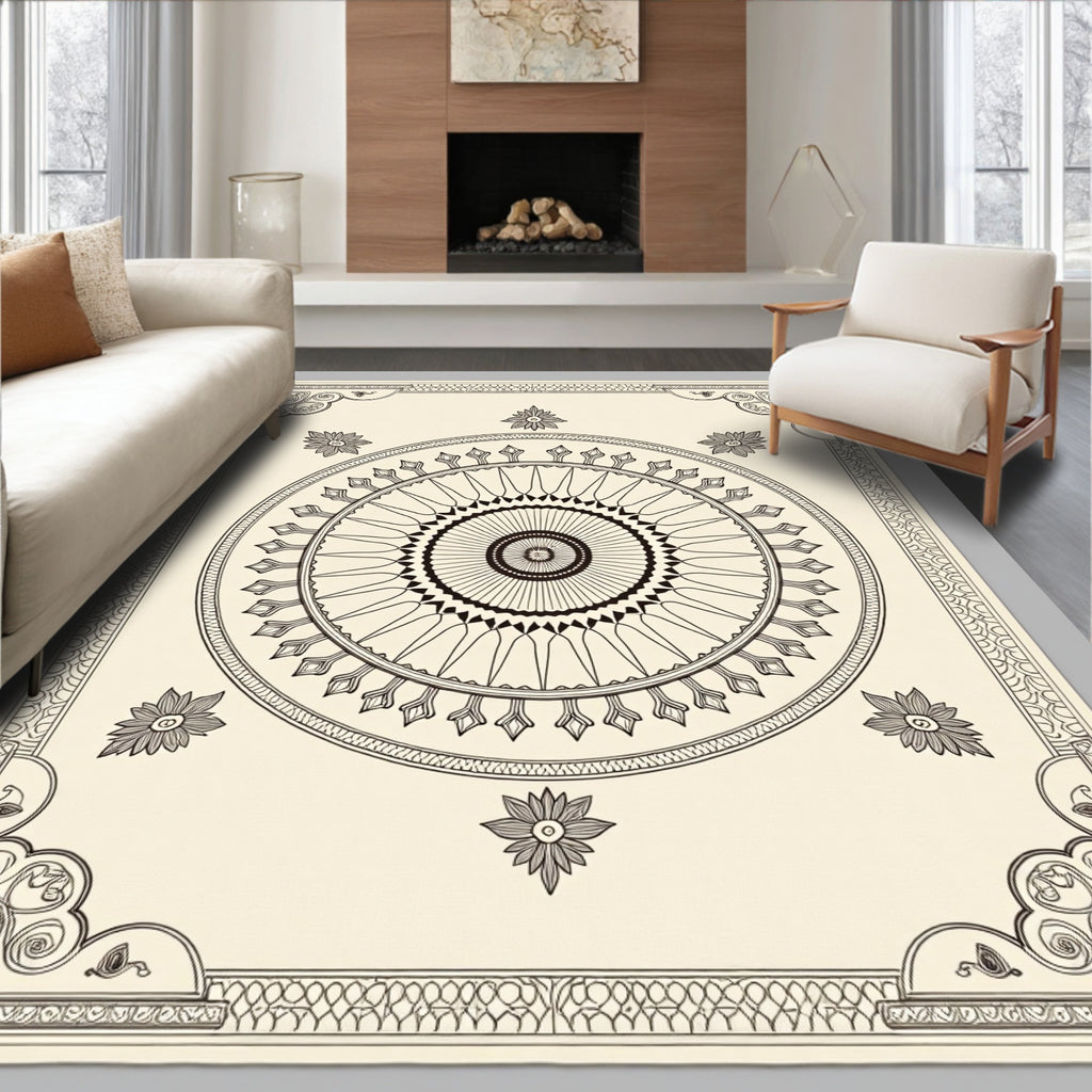 Mandala Floral Frame Decorative Rug