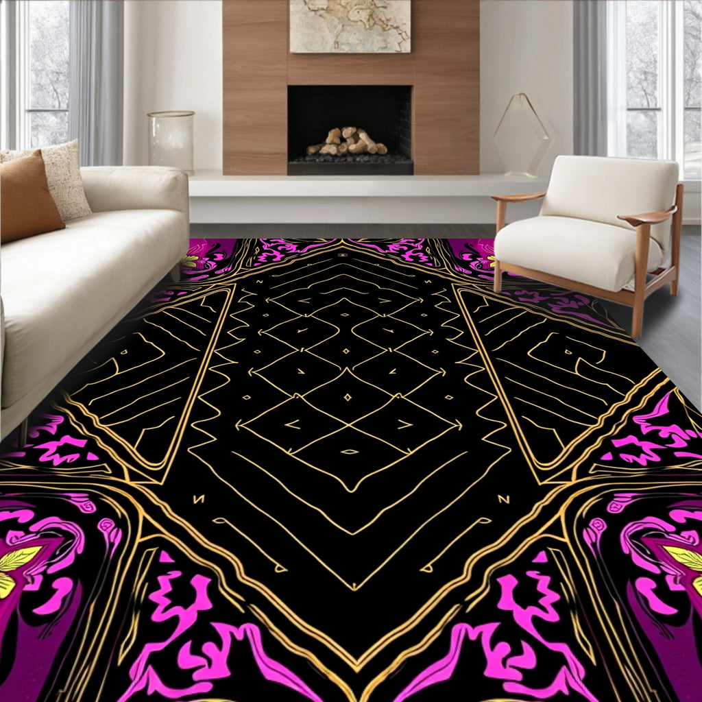 Ornate Geometric 2 Tone Floral Rug