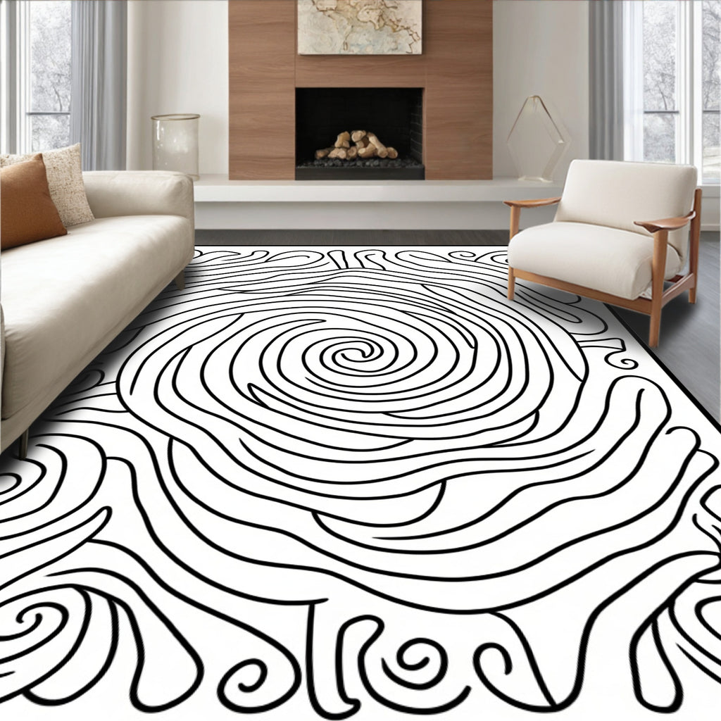 Abstract Swirl Wave Pattern Rug