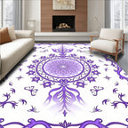Purple Floral Mandala PatternedRug Rug
