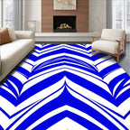 Bold Blue White Chevron Pattern Rug