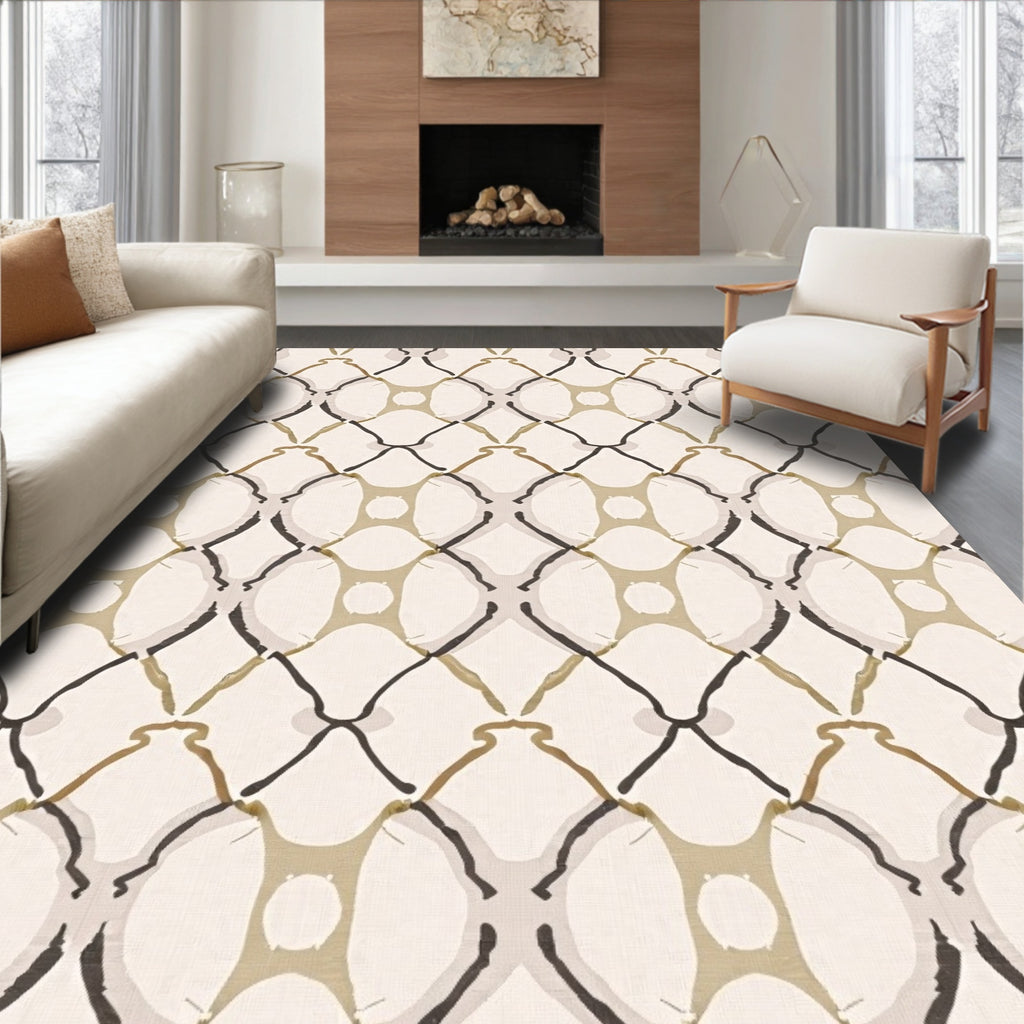 Organic Lattice Pattern With Earth Tones Rug