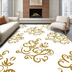 Golden Swirls Floral Pattern Rug