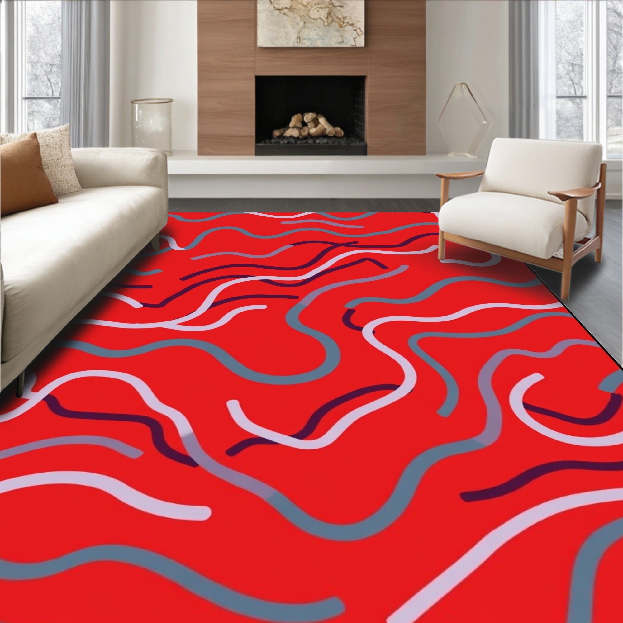 Wavy Lines Abstract Pattern Rug