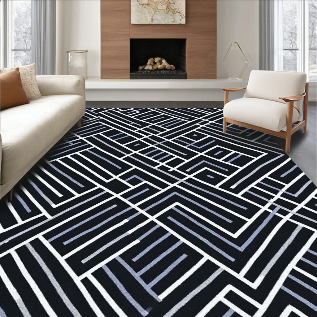 Abstract Maze Line Art Rug