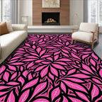 Abstract Pink Leaf Pattern Rug