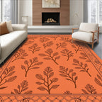 Orange Branch Pattern Print Rug