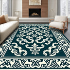 Damask Floral Crested Border Rug