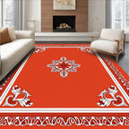 Vintage Floral and Leaf Border Pattern Rug