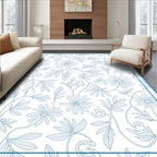 Delicate Blue Floral Vine Pattern Rug