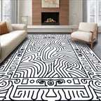 Abstract Maze Scroll Pattern Rug