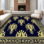 Classic Floral Motif With Geometric Borders Rug