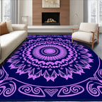 Elegant Purple Mandala Floral Design Rug