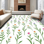 Floral Stem Pattern with Pink Yellow Blue Rug