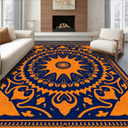 Orange Navy Art Nouveau Mandala Rug