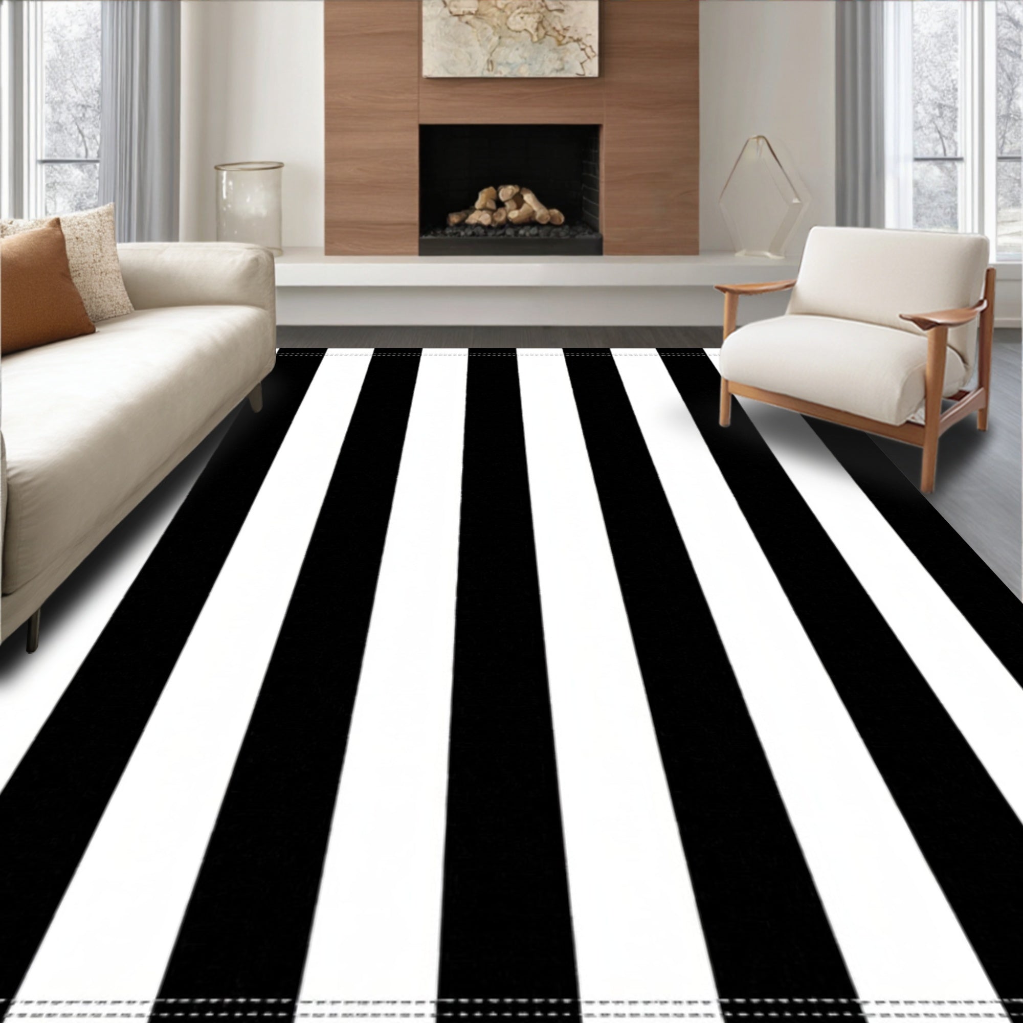 Bold Vertical Stripe Design Rug