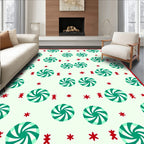 Red Mint Swirl Candy Stars Rug