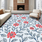 Coral Floral Vine Pattern Rug