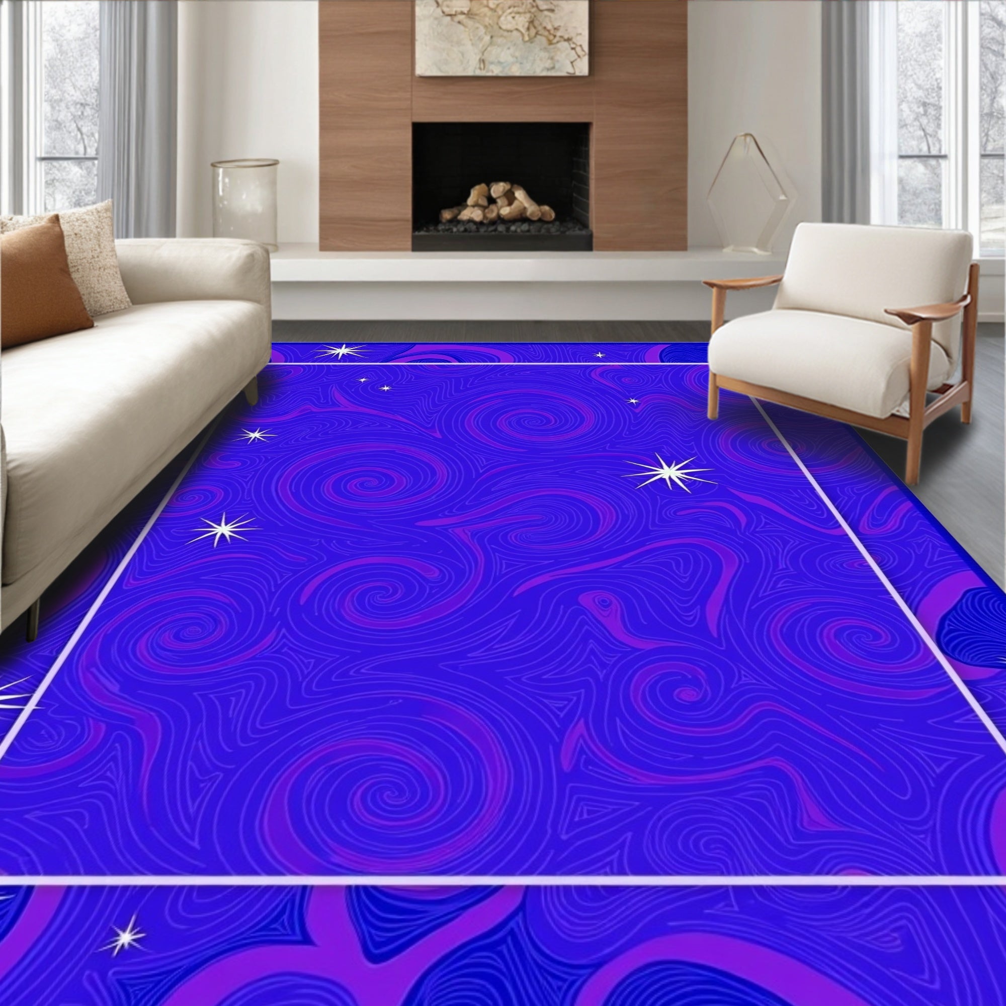 Starry Night Swirl Pattern Rug