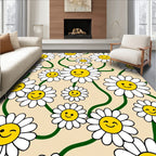Daisy Smiley Faces Retro Design Rug