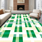 Green And Ivory Intersecting Stripes Rug