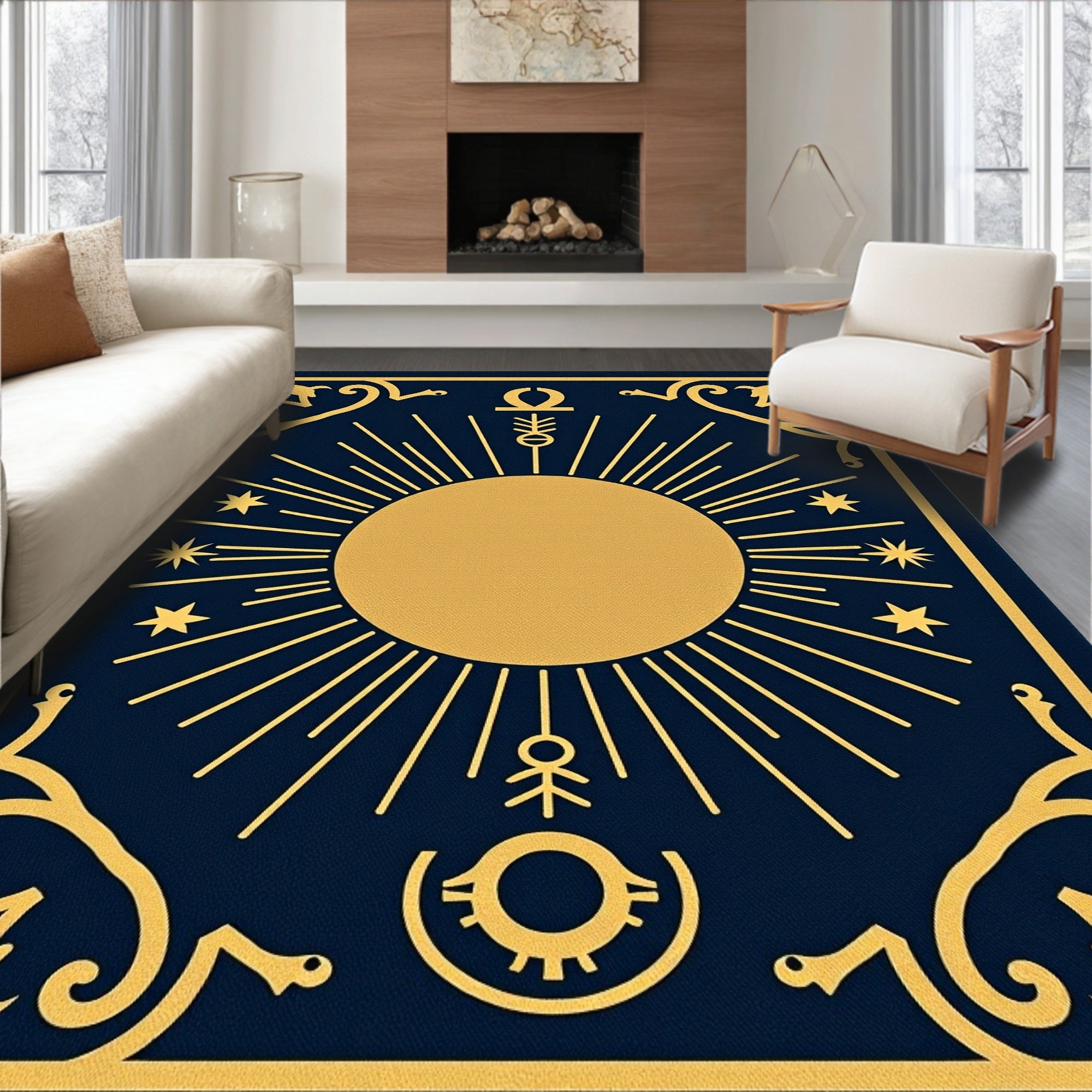 Celestial Sun Starburst Pattern Rug