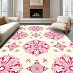 Traditional Pink Floral Scroll Pattern Rug