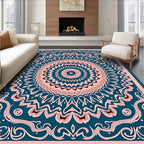 Mandala Inspired Teal And Pink Rug