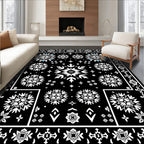 Monochromatic Snowflake Starburst Medallion Rug