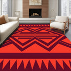Bold Geometric Red Maroon Pattern Rug