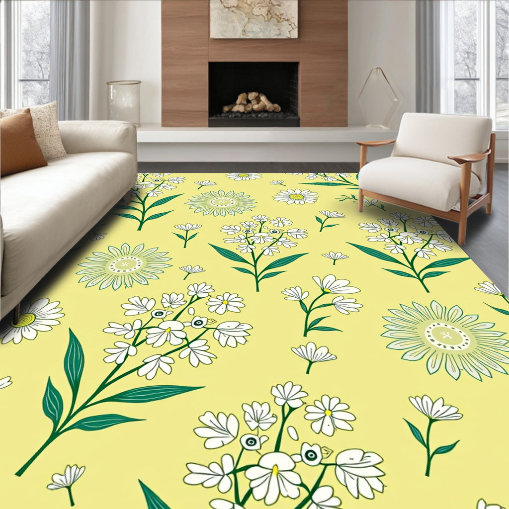 Whimsical Daisy Garden Pattern Rug