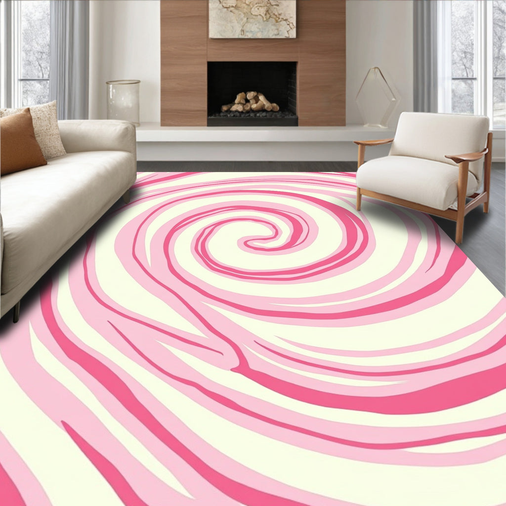Pink Swirl Abstract Pattern Rug