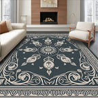 Elegant Cream Floral Medallion Rug