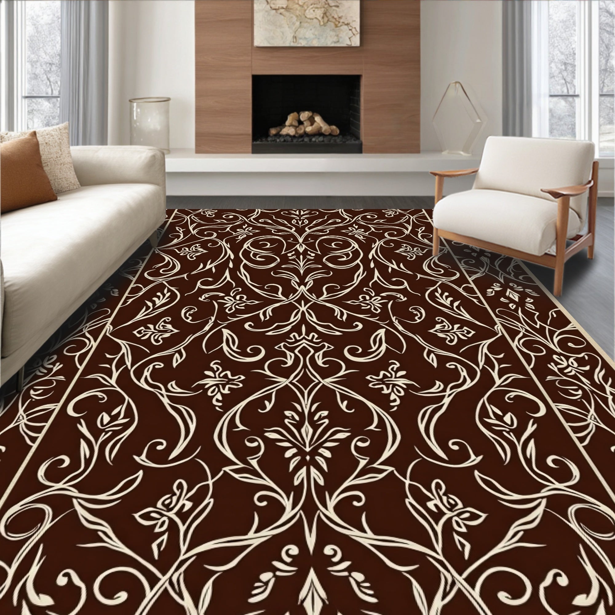 Elegant Floral Vine Pattern Rug